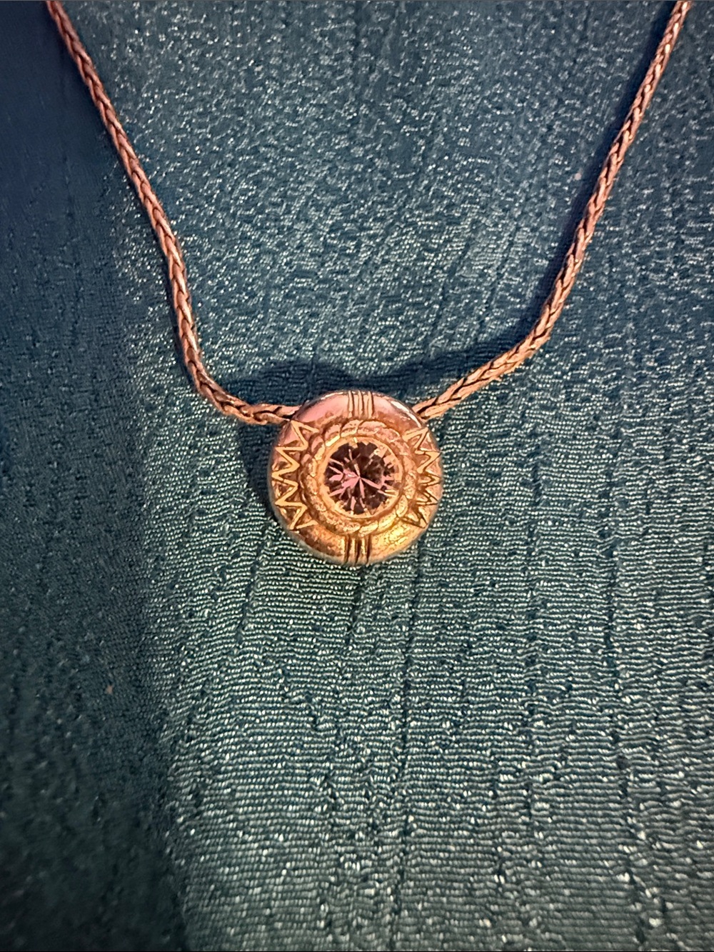 Brighton silver-Tone Sunburst Pendant Necklace with Crystal Accent